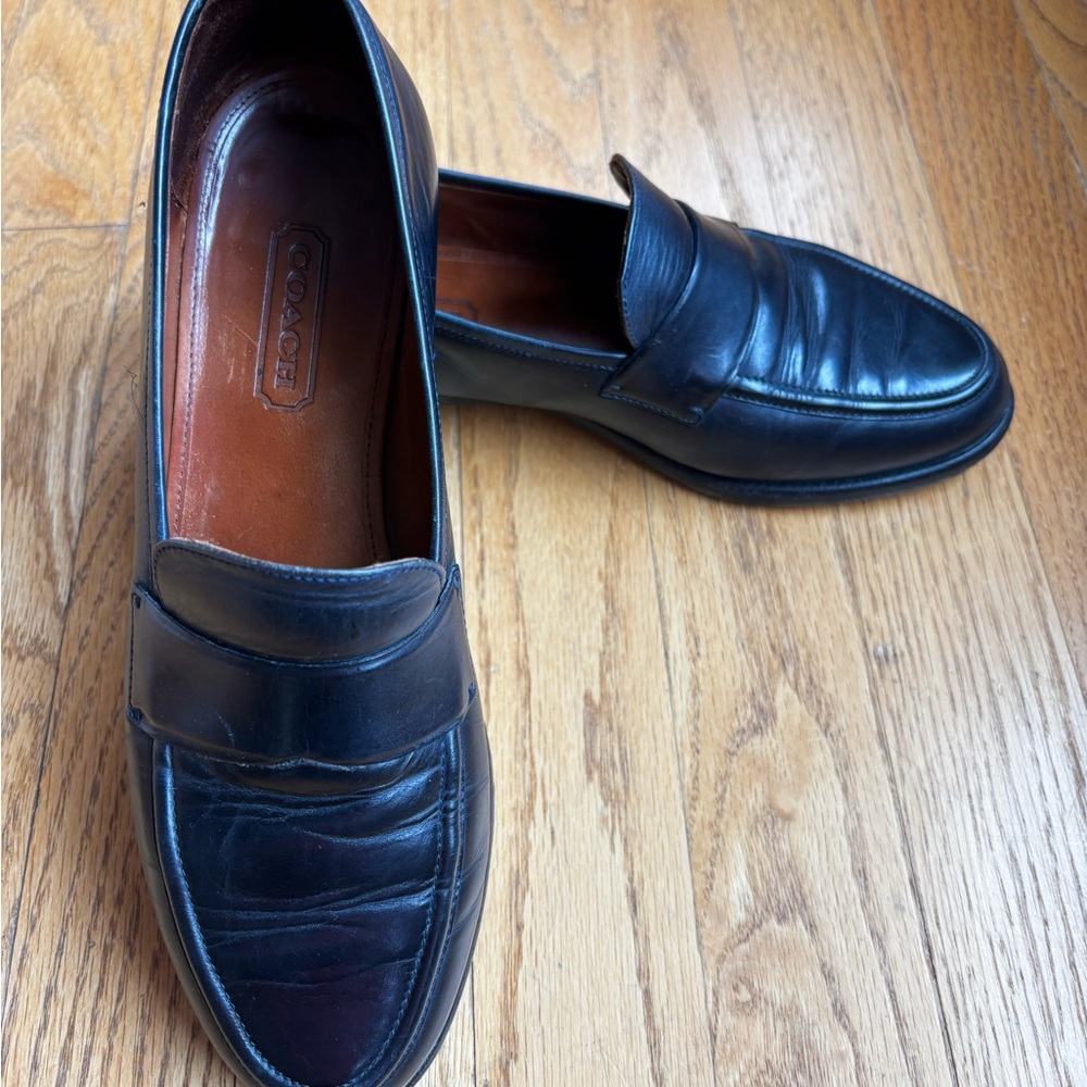 Coach navy leather women’s loafers